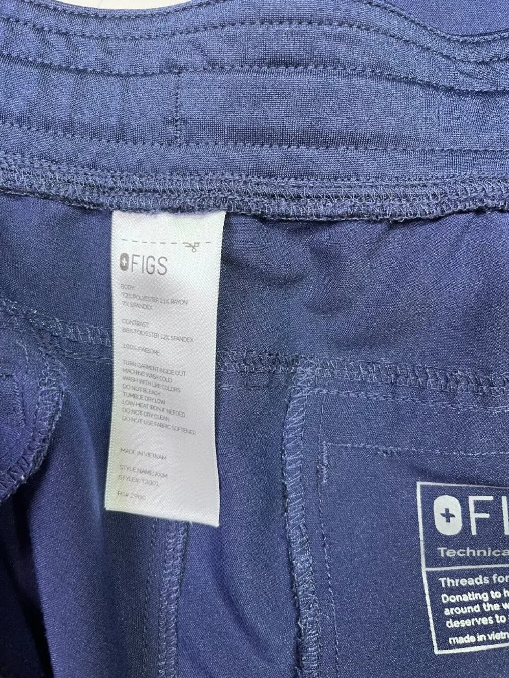 FIGS Men's Size M Navy Blue Axim Cargo Scrub Pants Pull-On